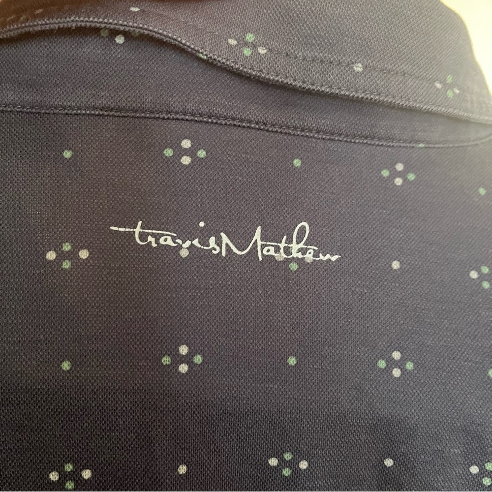 Travis Mathew Navy Polo with Subtle Print - Picture 4 of 6